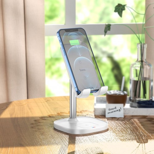 Зарядка Qi HOCO Thorough 2-in-1 stand with wireless fast charging CW37 |5-15W Max, PD/QC, 178mm|