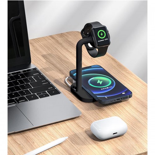Зарядка Qi 2in1 wireless charger JYD-WC109 |15W Max, Phone/Apple-Android Watch Compatible| (Not included Watch charger) black