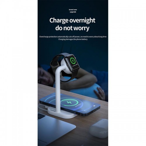 Зарядка Qi 2in1 wireless charger JYD-WC109 |15W Max, Phone/Apple-Android Watch Compatible| (Not included Watch charger) black