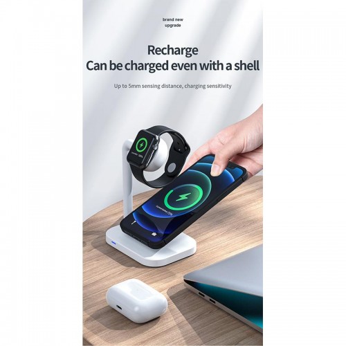 Зарядка Qi 2in1 wireless charger JYD-WC109 |15W Max, Phone/Apple-Android Watch Compatible| (Not included Watch charger) white