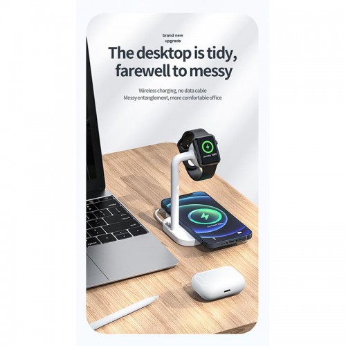 Зарядка Qi 2in1 wireless charger JYD-WC109 |15W Max, Phone/Apple-Android Watch Compatible| (Not included Watch charger) white