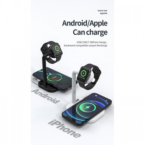 Зарядка Qi 2in1 wireless charger JYD-WC109 |15W Max, Phone/Apple-Android Watch Compatible| (Not included Watch charger) white