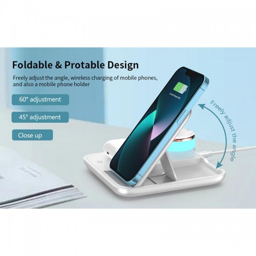 Зарядка Qi 4in1 wireless charger RGB X499 |Phone/Watch/Earphones, 15W Max|