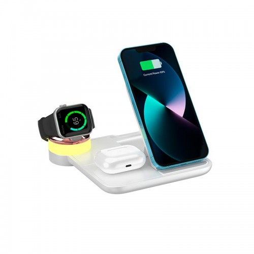Зарядка Qi 4in1 wireless charger RGB X499 |Phone/Watch/Earphones, 15W Max|