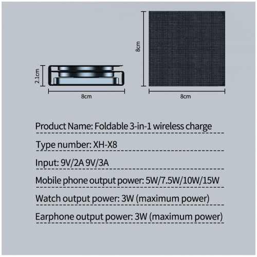 Зарядка Qi 3in1 Foldable Magnetic Wireless Charger XYJ X8 |Phone, Apple Watch, AirPods|