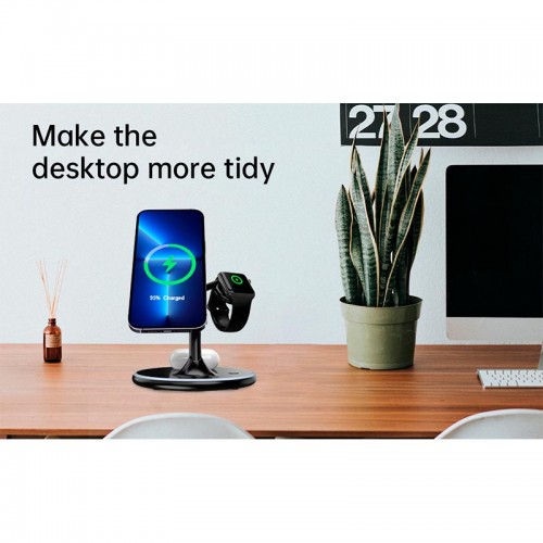 Зарядка Qi 3 in 1 Foldable Magnetic Wireless Charger X516 |15W, Phone/AirPods/iWatch|