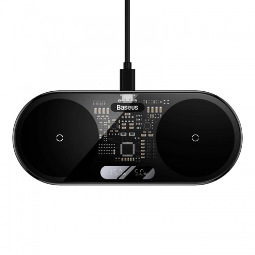Зарядка Qi Baseus Digital LED Display 2in1 Wireless Charger Universal version |20W| black