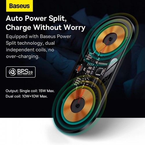 Зарядка Qi Baseus Digital LED Display 2in1 Wireless Charger Universal version |20W| black