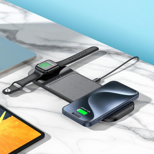 Зарядка Qi HOCO Step 3-in-1 wireless fast charger CQ5 (iWatch) |22.5 W Total|
