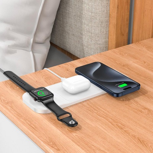 Зарядка Qi HOCO Step 3-in-1 wireless fast charger CQ5 (iWatch) |22.5 W Total|