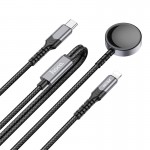 Зарядка Apple Watch HOCO 2-in-1 charging cable iP + iWatch CW54 |1.2m, PD20W, 2.5W Watch| black