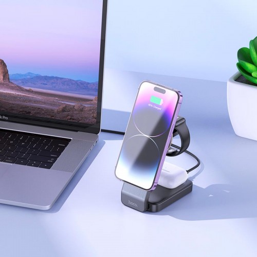 Зарядка Qi Motorcycle folding 3-in-1 magnetic wireless fast charger CQ3 |15W|