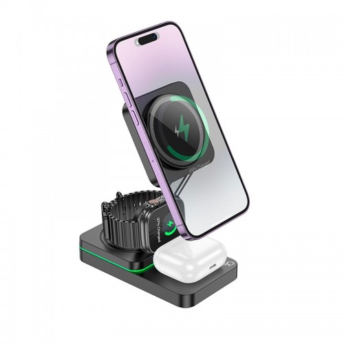 Зарядка Qi Hoco Consuelo folding 3-in-1 wireless fast charger CQ10 |15W| Milky white