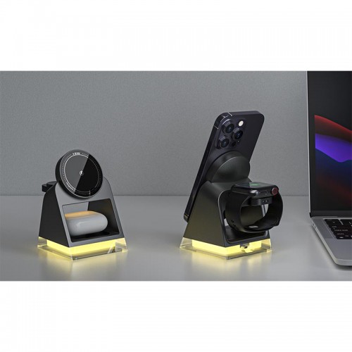 Зарядка Qi 4 in 1 Magnetic Wireless Charger W83 |15W, Phone/AirPods/iWatch|