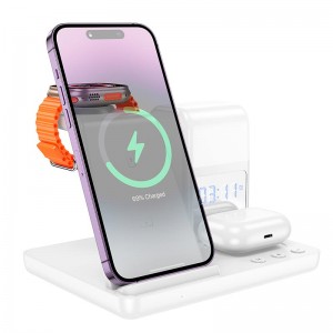 Зарядка Qi HOCO Crown 3-in-1 night light wireless fast charger with clock cq9 |15W| white