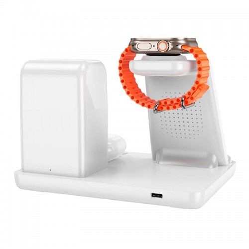 Зарядка Qi HOCO Crown 3-in-1 night light wireless fast charger with clock cq9 |15W| white