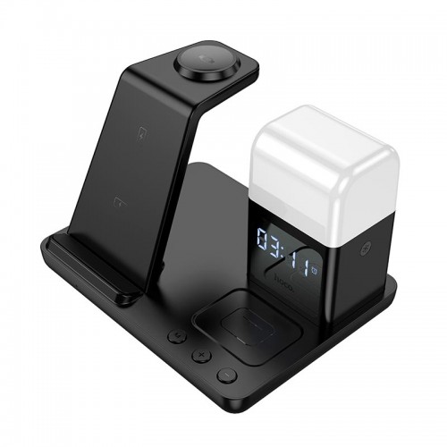 Зарядка Qi HOCO Crown 3-in-1 night light wireless fast charger with clock cq9 |15W| white