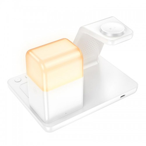 Зарядка Qi HOCO Crown 3-in-1 night light wireless fast charger with clock cq9 |15W| black