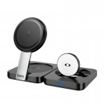 Зарядка Qi HOCO Ingenious 3-в-1 складной магнитный беспроводной зарядник CQ11 |15W| черный