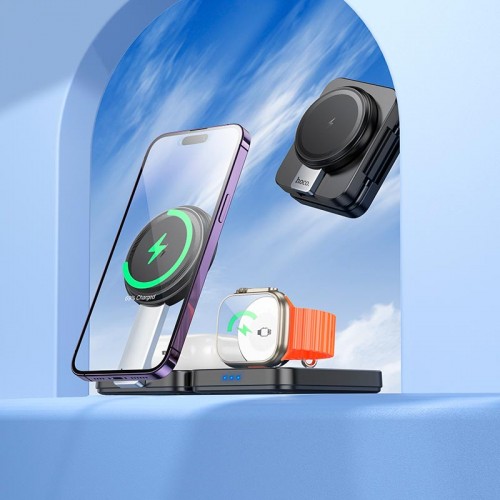 Зарядка Qi HOCO Ingenious 3-in-1 folding magnetic wireless charger CQ11 |15W|
