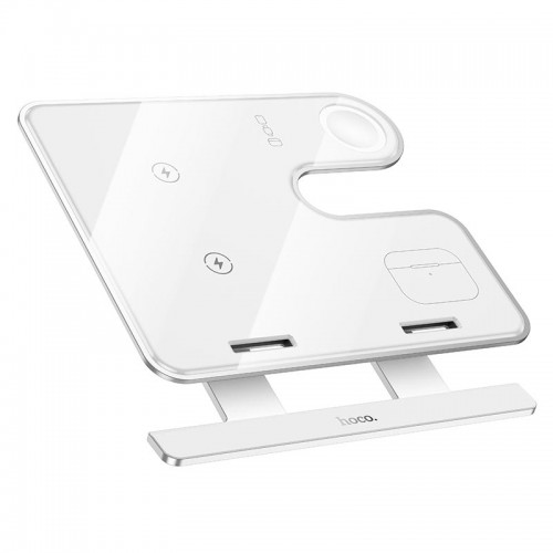 Зарадка Qi HOCO Falcon 3-in-1 desktop vertical wireless fast charging CQ19 |15W| silver
