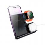 Зарадка Qi HOCO Falcon 3-в-1 настольная вертикальная беспроводная быстрая зарядка CQ19 |15W| металл-серый