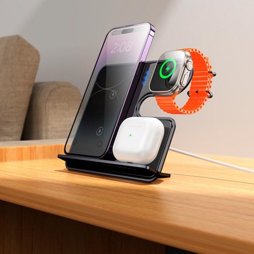 Зарадка Qi HOCO Falcon 3-in-1 desktop vertical wireless fast charging CQ19 |15W|