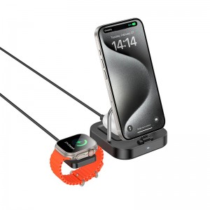 Зарядка Qi HOCO Astute 3-in-1 desktop charger + watch charger set CQ16A black