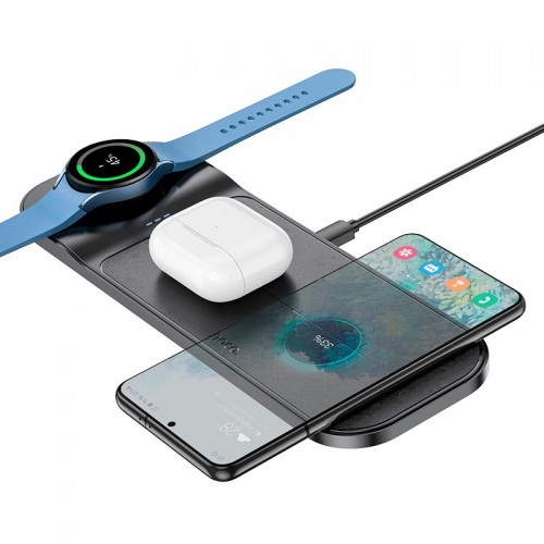 Зарядка Qi HOCO Step 3-in-1 wireless fast charger CQ6 (Samsung Watch) |223 W Total| white