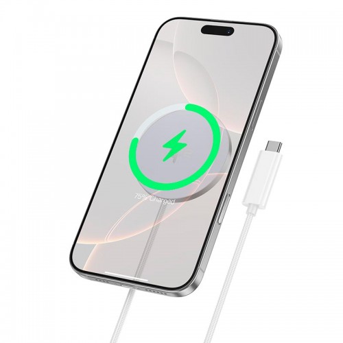 Заряджання Qi HOCO Fast Qi2 magnetic wireless fast charger CW63 |1.2m, 15W Max, 2A| white