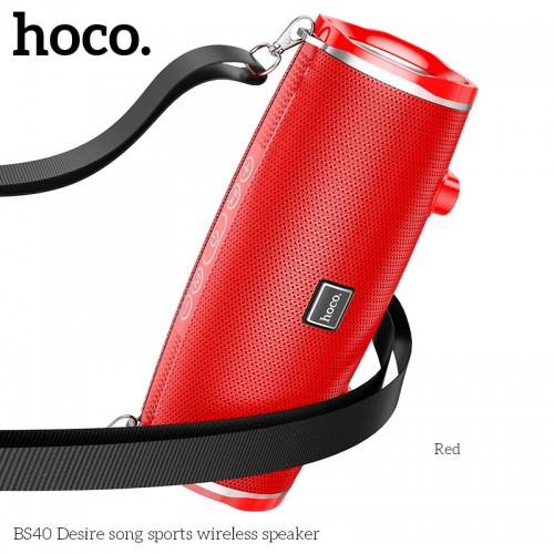 Акустика HOCO Desire song sports wireless speaker BS40 |IPX5, TWS, FM/BT/AUX/USB/TF, 7Wx2| red