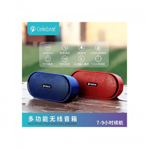 Акустика CELEBRAT TWS SP-2 |IPX7, AUX/TF/BT5.0, 5W| red
