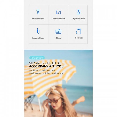 Акустика CELEBRAT TWS SP-6 |AUX/USB/TF/FM/BT5.0, 5W*2| Camouflage-Green