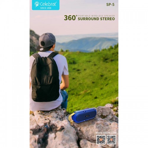 Акустика CELEBRAT Outdoor SP-5 |BT5.0, TWS, IPX7| red