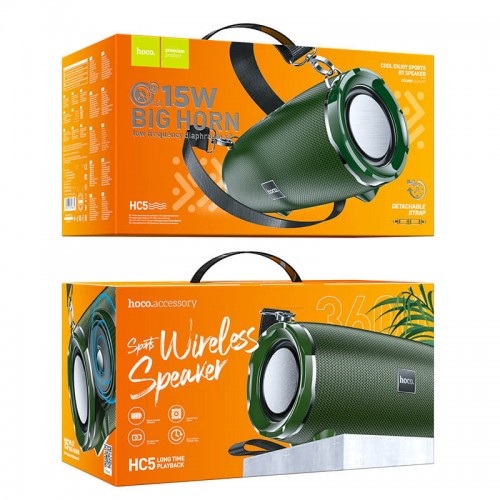 Акустика HOCO Cool Enjoy sports BT speaker HC5 |2x15W, 3.5Hours, BT5.0, AUX, FM, TF, USB, 3600mAh| blue