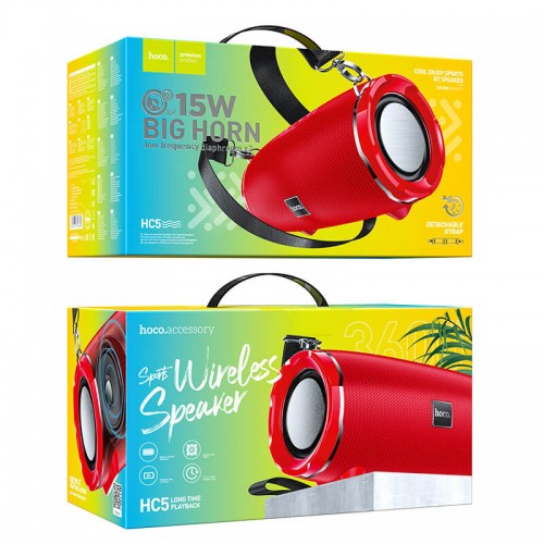 Акустика HOCO Cool Enjoy sports BT speaker HC5 |2x15W, 3.5Hours, BT5.0, AUX, FM, TF, USB, 3600mAh| blue