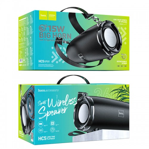 Акустика HOCO Cool Enjoy sports BT speaker HC5 |2x15W, 3.5Hours, BT5.0, AUX, FM, TF, USB, 3600mAh| blue