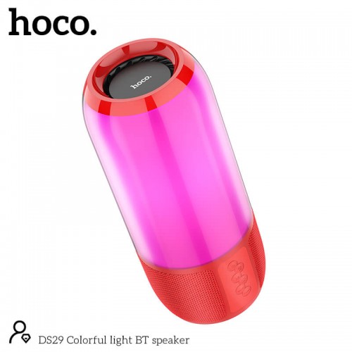 Акустика Hoco Colorful light BT speaker DS29 |BT5.0, AUX, FM, TF, USB| red