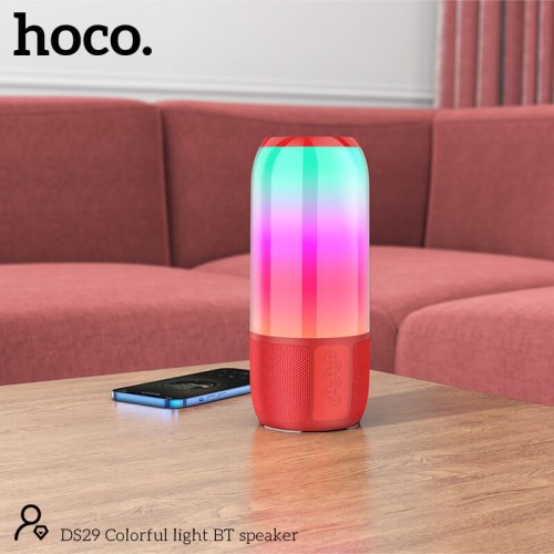 Акустика Hoco Colorful light BT speaker DS29 |BT5.0, AUX, FM, TF, USB| red
