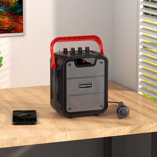 Акустика-караоке BOROFONE Cool karaoke BT speaker bp7 |10W, BT5.0 AUX, FM, TF, USB, 4800mAh| black