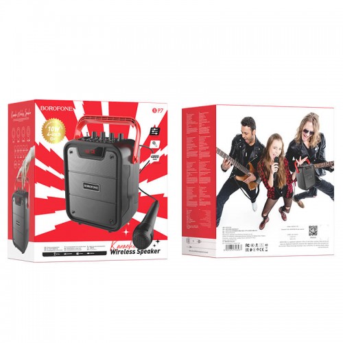 Акустика-караоке BOROFONE Cool karaoke BT speaker bp7 |10W, BT5.0 AUX, FM, TF, USB, 4800mAh| black