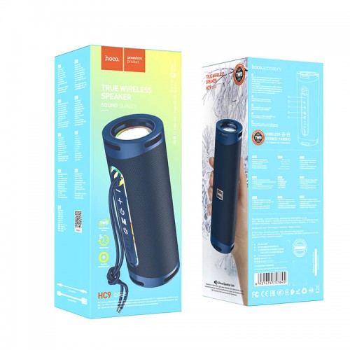 Акустика HOCO Dazzling Pulse sports BT speaker HC9 |BT5.1, TWS, AUX, FM, TF, USB, 5Hours, 5W| blue