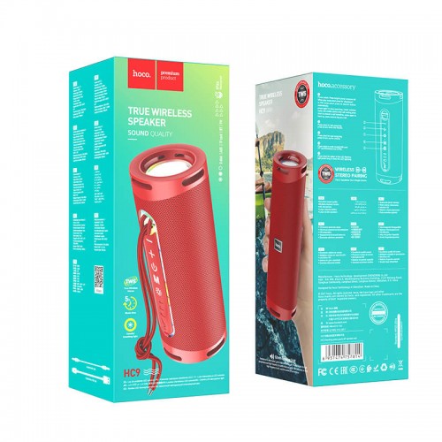 Акустика HOCO Dazzling Pulse sports BT speaker HC9 |BT5.1, TWS, AUX, FM, TF, USB, 5Hours, 5W| red