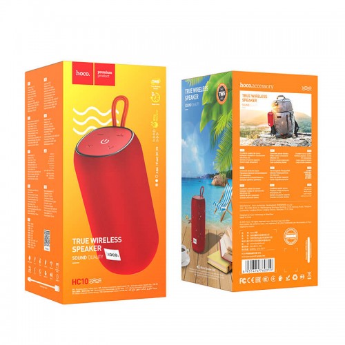 Акустика Hoco Sonar sports BT speaker HC10 IPX5 |BT5.0, TWS, AUX, FM, TF, USB, 3Hours, 5W| red
