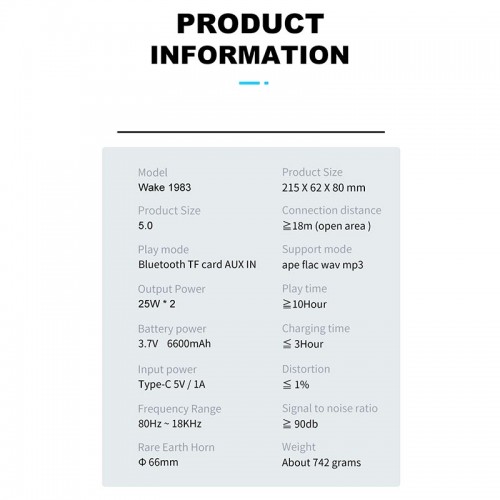 Акустика xdobo Wake 1983 IPX7 |BT5.0, AUX, 25x2W, TWS, 10h Max| black