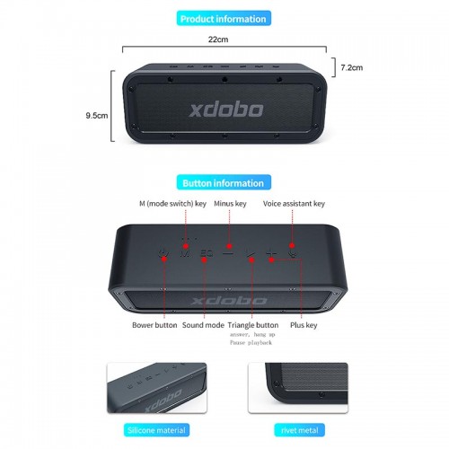 Акустика xdobo Wake 1983 IPX7 |BT5.0, AUX, 25x2W, TWS, 10h Max| black