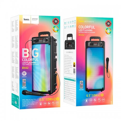 Акустика-караоке HOCO Billowing outdoor BT speaker BS52 |TWS, BT5.0, 10Wx2, 3h|