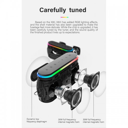 Акустика xdobo x8 III IPX7 |BT5.3, EQ, 2*30W, TWS, AUX/TF/USB, 12h Max| black