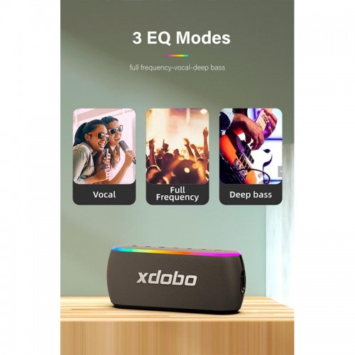 Акустика xdobo x8 III IPX7 |BT5.3, EQ, 2*30W, TWS, AUX/TF/USB, 12h Max| black