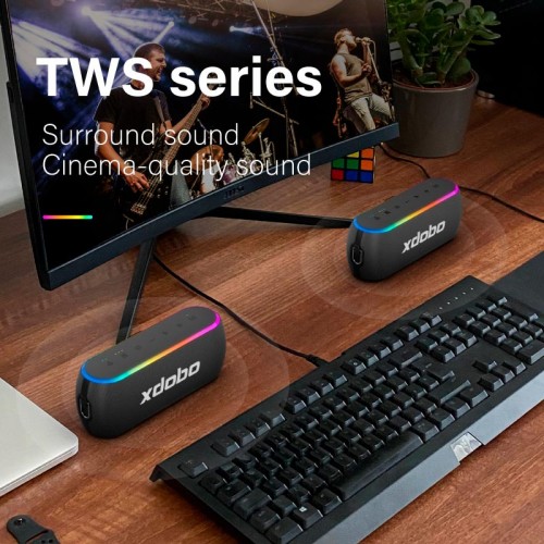 Акустика xdobo x8 III IPX7 |BT5.3, EQ, 2*30W, TWS, AUX/TF/USB, 12h Max| black